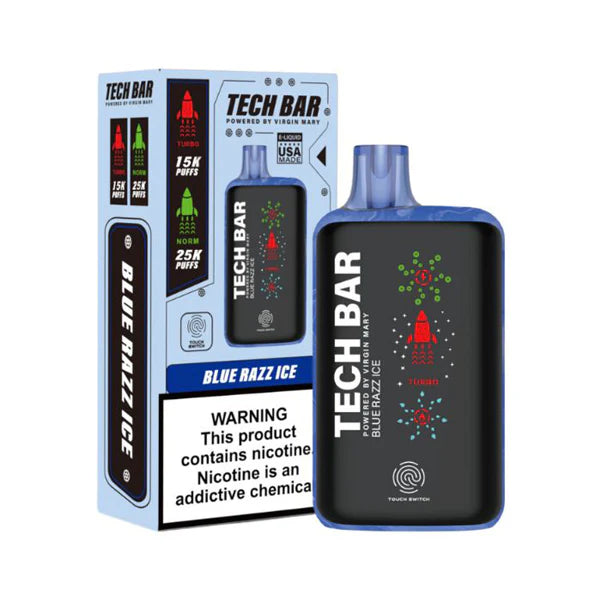 Tech Bar 25000 Puffs Disposable Best Flavor Blue Razz Ice