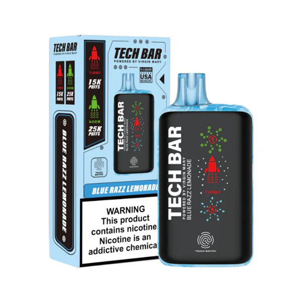 Tech Bar 25000 Puffs Disposable Best Flavor Blue Razz Lemonade