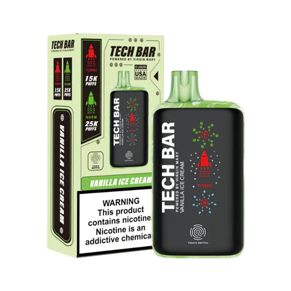 Tech Bar 25000 Puffs Disposable Best Flavor Vanilla Ice Cream