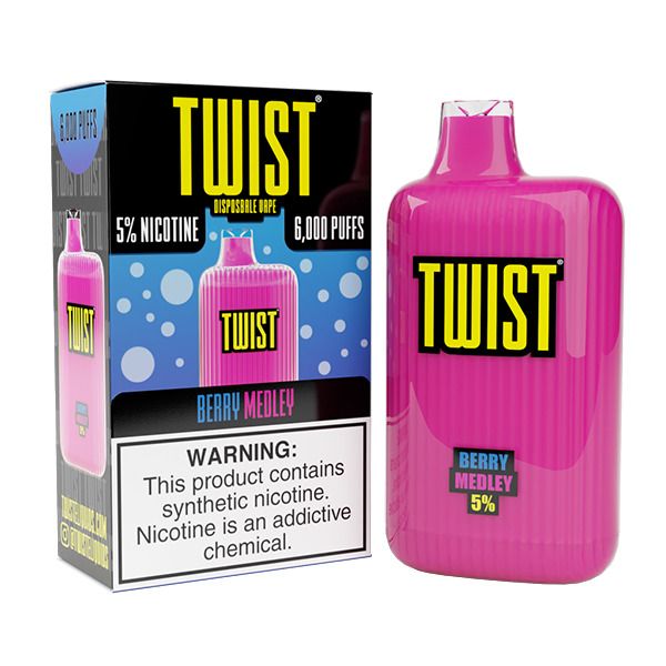 Twist 6000 Puffs Rechargeable Vape Disposable 15mL 10 Pack Best Flavor Berry Medley