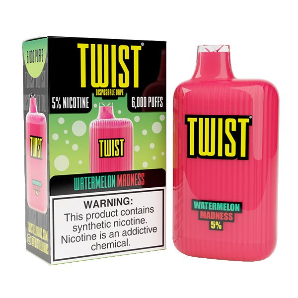 Twist 6000 Puffs Rechargeable Vape Disposable 15mL 10 Pack Best Flavor Watermelon Madness