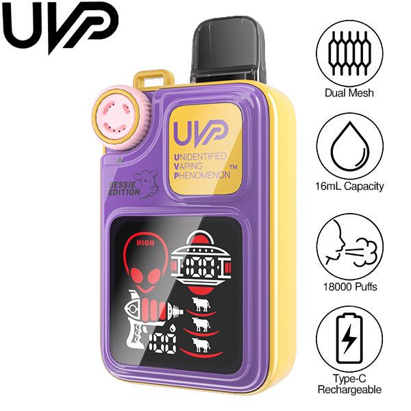 Best Deal UVP Bessie Edition 18K Puff Rechargeable Vape 16mL  Strawberry Banana