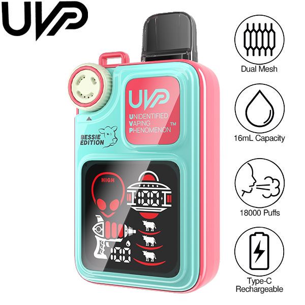 Best Deal UVP Bessie Edition 18K Puff Rechargeable Vape 16mL - Watermelon Ice